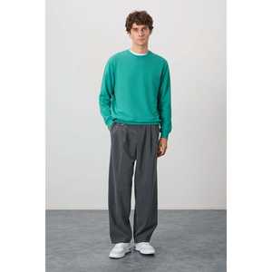 Sudadera Básica para Hombre, Verde Mar, Algodón, Textura Suave, Tejido 100% de Punto, Corte Estándar-88363 - Product Image 4