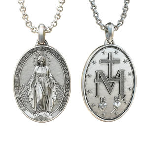 Hochwertiger Stahl-Wundertätiger-Medaillen-Anhänger, Doppelseitige Jungfrau-Maria-Halskette, Katholischer Schmuck aus Titanstahl - Product Image 1