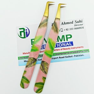 Marque privée Papier Enduit Durable En Acier Inoxydable 90 Degrés Boot Extension De Cils Pince À Épiler Conception Pour Les Ventilateurs De Méga Volume - Product Image 5