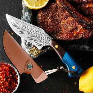 Hermoso cuchillo Bushcraft de acero de Damasco de 8 pulgadas, mango de madera de Color Vengai, forjado a mano, hecho a mano para Camping, caza, alto OEM - Product Image 2