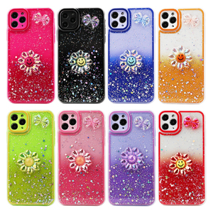 Somostel buena calidad PC + silicona <span class=keywords><strong>2</strong></span> en 1 Agujero de precisión pintura epoxi decoración de flores diseño funda de teléfono para IPH 15 PRO/IPH 15 - Product Image 2