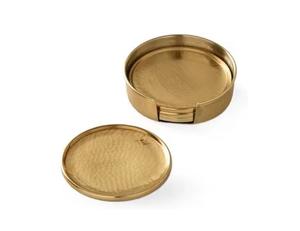 Juego al por mayor de fábrica de 4 posavasos pequeños de latón con acabado cepillado utilizado para accesorios de barra de encimera de mesa - Product Image 6