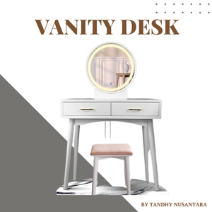 Coiffeuse de maquillage au design européen de haute qualité avec miroir et tabouret de couleur blanche pour meubles de chambre à coucher fabriqués en Indonésie - Product Image 5