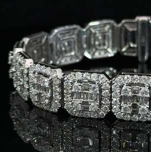 Bracelet chaîne tennis groupé plaqué or 18 carats 10mm diamant VVS Lab haute qualité glacé unisexe - Product Image 2