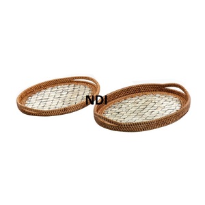 Plateau de plats de service sur mesure haut de gamme plateau de service fini naturel plateau de service en bois massif de style classique lot de 2 - Product Image 3