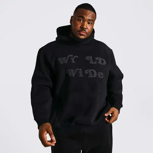 Sweat à capuche oversize de luxe pour homme, brodé et imprimé en relief, 100 % coton épais, écologique, imperméable, ODM - Product Image 1