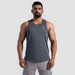 Débardeur de sport en coton XL pour homme, respirant et compressif, avec capuche, coupe ajustée, pour l'entraînement, avec logo, gris - Product Image 2