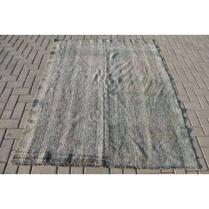 พรมขนสัตว์ตุรกี6.2ft x วินเทจสไตล์4.9ft ทันสมัยผ้าทอสีเทาเรียบมีลวดลายปะติดสำหรับห้องนั่งเล่นตกแต่งห้องโถง - Product Image 1