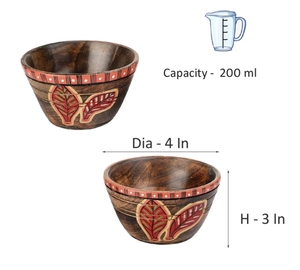 Red Leaf Mango Wood Cookie Serving <b>Bowls</b> <b>Set</b> In Wood <b>Set</b> <b>Of</b> 2 Round Serving <b>Bowl</b> for <b>Pasta</b> Fruits Salads or Popcorn - Product Image 6