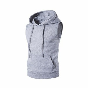Unisex Cotton Pullover <b>Hoodie</b> Custom Logo Embroidery Wholesale 100% Cotton Puff Printing Spring Style <b>Sleeveless</b> Fashion OEM - Product Image 1