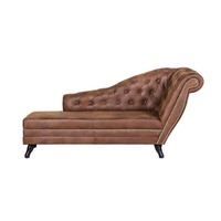 Canapé d'angle 3 places marron en cuir véritable, design moderne et luxueux, gonflable, inclinable, garni d'éponge, modulaire, en bois