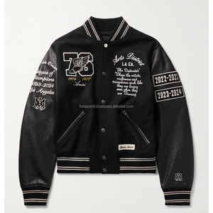 Chaqueta universitaria para hombre de la mejor calidad, chaqueta universitaria con parches de chenilla y mangas de cuero blanco con logotipo bordado - Product Image 2