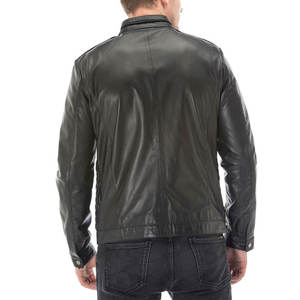 Veste en cuir de vache tendance pour homme avec doublure personnalisée en tissu de toile, style motard à capuche d'hiver, qualité supérieure - Product Image 3