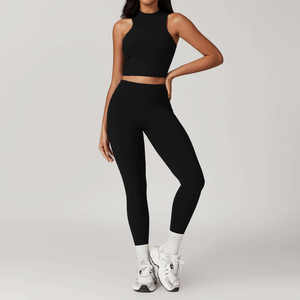 Conjunto de yoga sin costuras de alta calidad para mujer Ropa de entrenamiento y fitness personalizada - Product Image 6