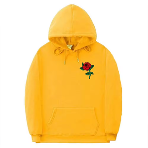 เสื้อฮู้ดปักลายกุหลาบสีขาว แบบยูนิเซ็กส์ สไตล์ลำลอง ผ้าถักนิตติ้ง คอตตอน มีกระเป๋าหน้า ลายดอกไม้ ทรงปกติ เหมาะสำหรับใส่ในฤดูใบไม้ร่วง - Product Image 4