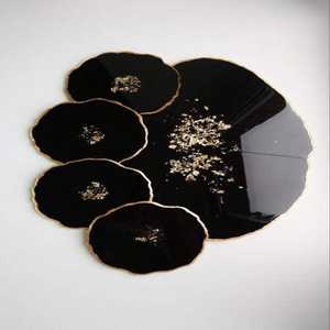 Posavasos de resina de inspiración oceánica con alfombrillas epoxi hechas a mano con purpurina incrustada, ideales para mesa de café costera y regalos - Product Image 3