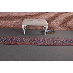 Alfombra Turca Vintage, Alfombra de 1.2x11.8 pies, Alfombra Floral Azul Marrón - Product Image 3