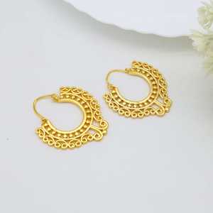 Nuevos pendientes de aro modernos, joyería tribal de latón para mujer, chapados en oro de 18k, con filigrana en espiral, estilo bohemio, para venta al por mayor/OEM/ODM - Product Image 6