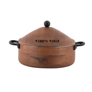 Olla de acero inoxidable de doble pared con acabado de madera Última llegada Calentador de alimentos de lujo Cazuela de diseñador de la mejor calidad - Product Image 1