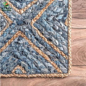 Alfombra de área grande 9x12 hecha de yute y material de tela vaquera 100% alfombras naturales suaves hechas a mano con opciones personalizadas para sala de estar - Product Image 6