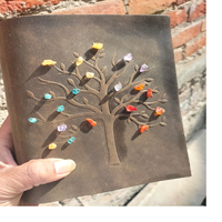 Journal des clés en cuir orné de pierres précieuses indique clairement Journal en cuir incrusté de puces de cristal Journal en cuir fabriqué à la main