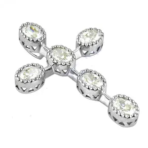 Pendentif croix plaqué rhodium blanc/or/or rose avec zircone cubique/diamant/perle pour bijoux cadeau femme - Product Image 1