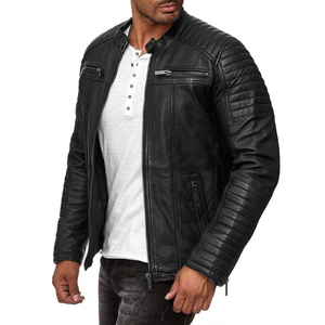 Veste en cuir véritable unisexe, vêtements d'extérieur pour moto, mode classique, vêtements chauds pour l'hiver, vente en gros personnalisée et élégante - Product Image 6