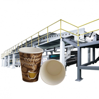 Machine de revêtement de gobelets en papier jetables, revêtement de barrière à base d'eau écologique, moteur Schneider Omron PLC, engrenage, roulement, moteur, gobelet