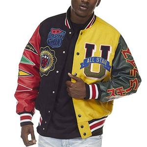 OEM personnalisé de haute qualité chenille broderie laine bombardier vestes de basket-ball collège vestes universitaires hommes col montant à capuche - Product Image 2