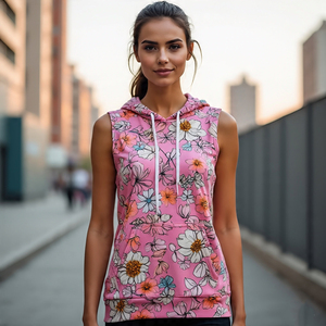 Sudadera con capucha de sublimación sin mangas para entrenamiento de talla grande para mujer - Product Image 6