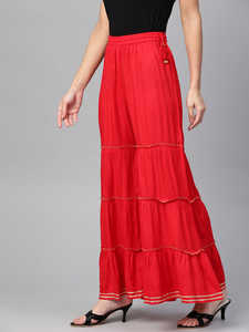 Pantalon Sharara en toile lavée chic et confortable pour femmes, taille élastique, formel, décontracté, pour les fêtes, coupe régulière pour l'été - Product Image 2