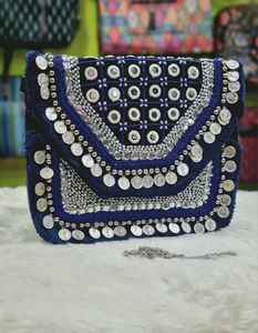 Handcrafted Antique Boho Sling <b>Bag</b> With Indian <b>Patchwork</b> and Secure Zipper for Luxury Card Wallets Makeup Storage Daily Commute - Product Image 2