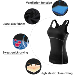 ล่าสุดกีฬาออกกําลังกายแข็งแรงออกกําลังกายวิ่งเสื้อกล้ามผู้หญิง / ผู้หญิงฤดูร้อนสวมเสื้อกล้ามแห้งเร็วออกแบบบริการ OEM ODM - Product Image 3