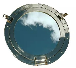 HMA Handicrafts Nautical <b>Copper</b> Porthole Mirror Vintage Maritime Round Aluminum <b>Frame</b> Wall Mirror for Coastal Beach House Decor - Product Image 2