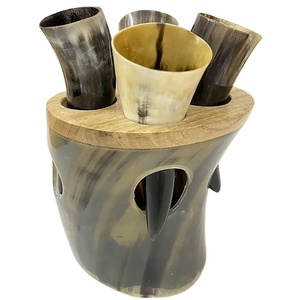 Juego de cuerno vikingo de calidad hecho a mano, cuerno de buey de búfalo Natural, soporte de cristal tallado, Animal náutico, hogar, Navidad Natural - Product Image 1