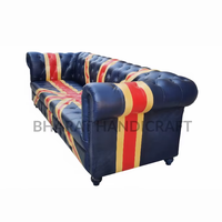 Sofá Chesterfield Premium de 3 Plazas con Tapicería de Cuero Genuino Moderno, Estructura de Madera, Detalles Refinados, Cómodo y Elegante para el Hogar