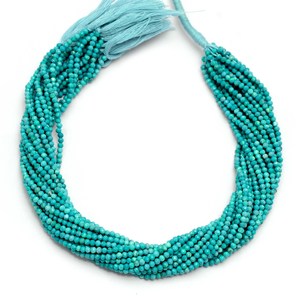 Perles rondes en turquoise AAA de 3 mm, micro-facettées, pierres précieuses naturelles, turquoise bleue d'Arizona, perles rondes en vrac pour la fabrication de bijoux - Product Image 1