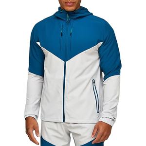 เสื้อแจ็คเก็ตกันลมผู้ชายแบบคอตั้งผ้าแคนวาสสีบล็อกแบบกำหนดเองได้ พร้อมกระเป๋าซิปสะท้อนแสง น้ำหนักเบาและกันน้ำ - Product Image 1