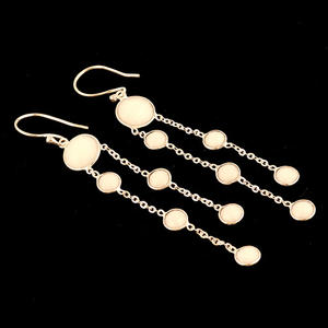 Boucles d'oreilles mode personnalisées pour femmes forme ronde agate blanche lustre design boucles d'oreilles argent plaqué goutte boucle d'oreille lunette - Product Image 5