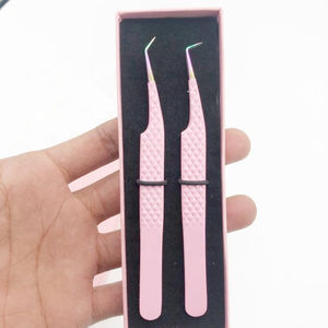 Pinzas de pestañas plateadas de etiqueta privada con punta de acero inoxidable para extensión de pegamento de pestañas de volumen Herramienta cosmética Premium - Product Image 2