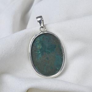 Colgante de piedras preciosas de malaquita de Plata de Ley 925, diseño de tendencia para bodas y amor, joyería chapada en oro con estampado 925 - Product Image 2