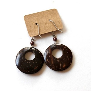 Pendientes de aro de coco ecológicos hechos a mano para mujer, aretes de concha de coco coreanos para mujer, regalo de fiesta de cumpleaños, diseños de joyería - Product Image 5