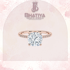 Romántico diamante oculto galería anillo ajuste minimalista compromiso Base Original 14K oro Demi banda con certificado laboratorio diamante - Product Image 3