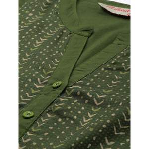 Kurta ethnique vert décontracté à coupe droite, conçu sur mesure pour les occasions de jour, taille XS, respirant, taille naturelle, style élégant - Product Image 2