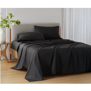 Draps de lit King Size noirs en coton durable pour l'hôtellerie et l'usage domestique, vente en gros pour l'exportation - Product Image 1