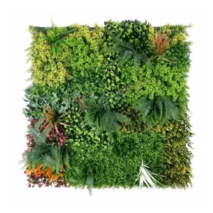 UVプロテクト垂直ガーデンツゲの木の生け垣100x100cm緑の葉の壁人工植物パネルフェイクグリーンの壁パネル