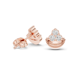Pendientes de Media Luna con Diamantes, Claridad VVS-VS Cultivados en Laboratorio, 0.36 CT de Peso Total, Oro de 18K, 14K, 10K y Plata 925, Color Rosa - Product Image 4