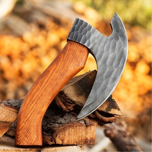 Hot Selling <b>Viking</b> Style Pizza Cutter Hand Forged Damascus Wood Camping <b>Axe</b> with Fine Leather Sheath Grade Hatchet <b>Axe</b> Head - Product Image 3