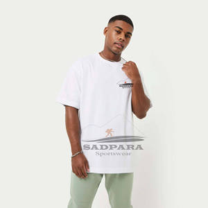 Custom Oversized Cotton <b>White</b> Plain Tee <b>Casual</b> Unisex Logo Print Long Style Short Sleeve Men's T-<b>shirts</b> For Stock Supply - Product Image 4