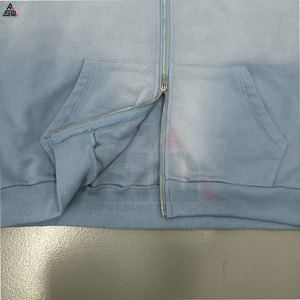 Sweat à capuche personnalisé pour homme, coupe classique, délavé à l'acide, effet vieilli, déchiré, vintage, léger, 100% coton, vente en gros - Product Image 4